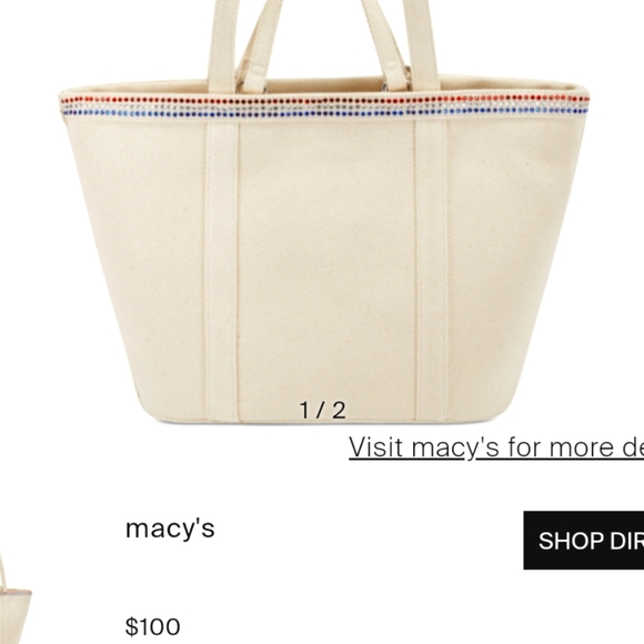 NWT! canvas tote!! Red,white&blue gemstones!4 handles for shoulder or hand carry - Picture 3 of 9